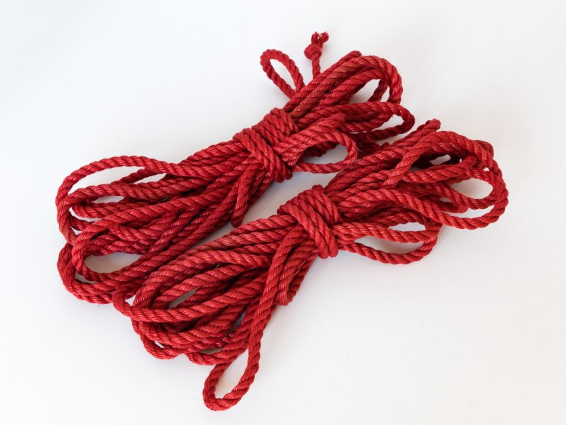 Japonský jutový provaz - opracovaný červený